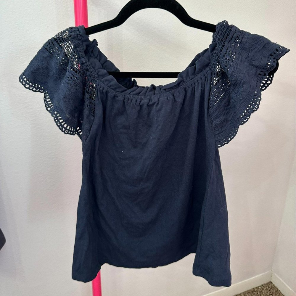 ALYA‎ OFF SHOULDER LACE SLEEVE TOP